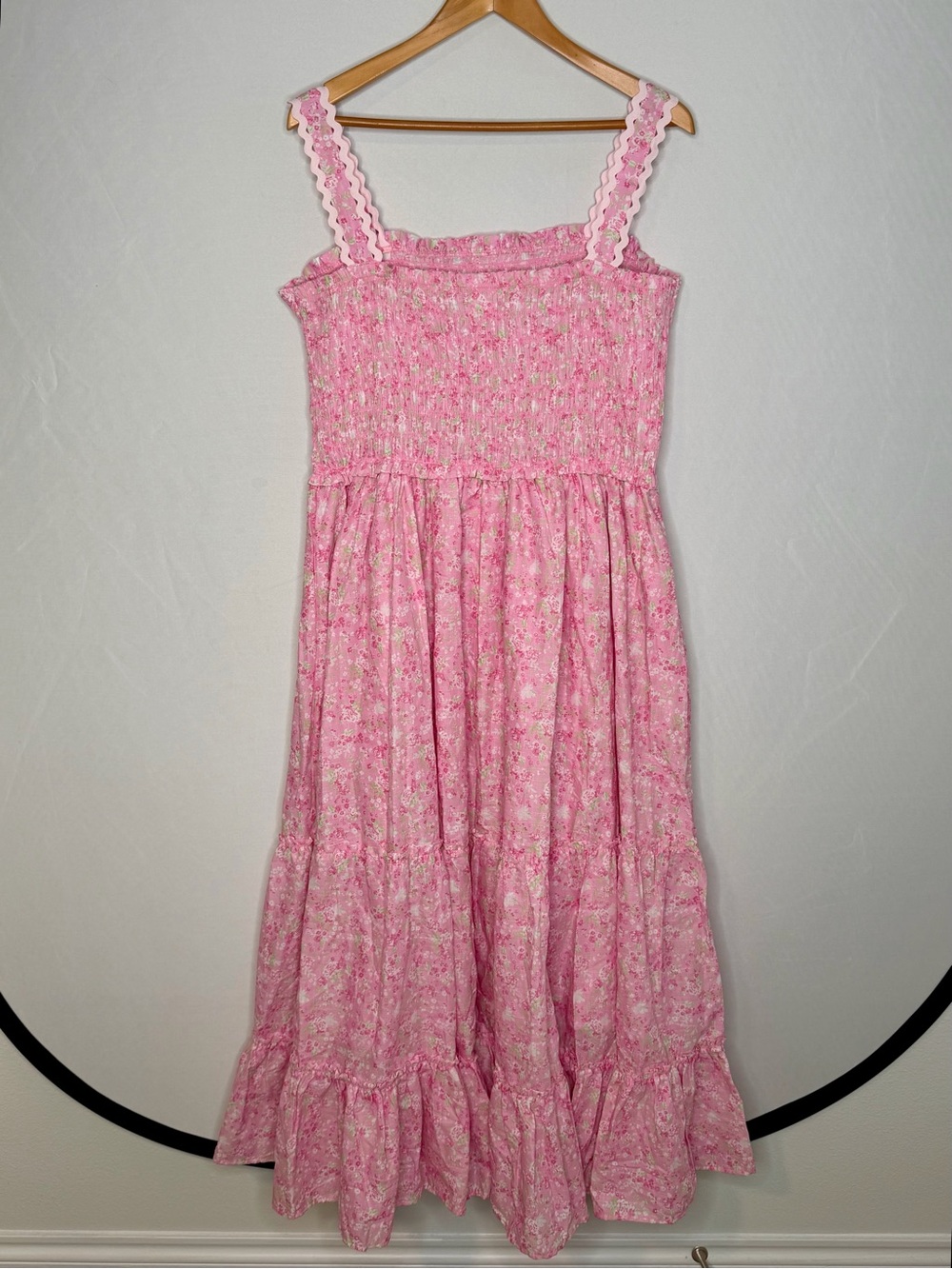 NWOT! Simply Shabby Chic Cotton Pink Floral Smocked Chest Maxi Dress. Size XXL. - Picture 4 of 11